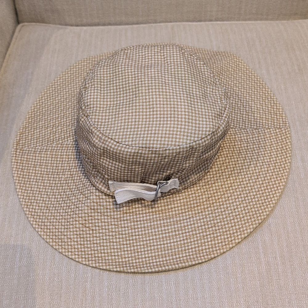 Stylish Madewell Tan Mini Gingham Packable Sun Hat - Picture 7 of 7